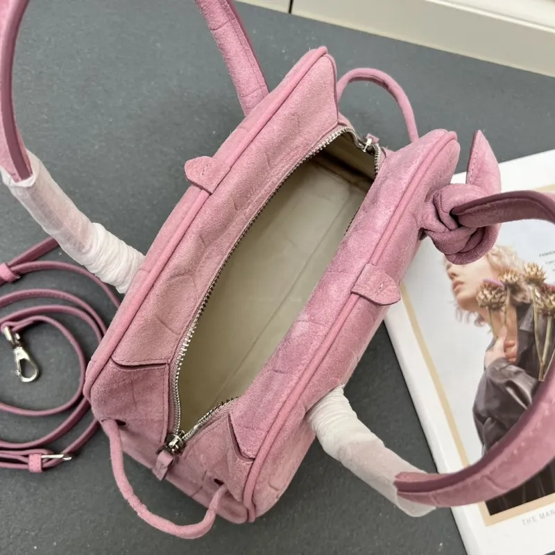 Jacquemus Pink Suede Top Handle Crossbody Bag - Image 8