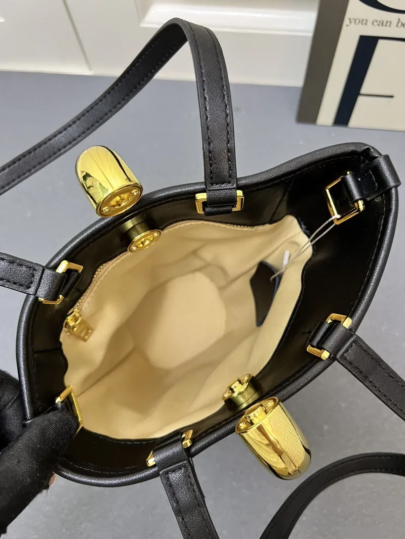 Jacquemus Beige Black Canvas Bucket Bag with Strap - Image 7
