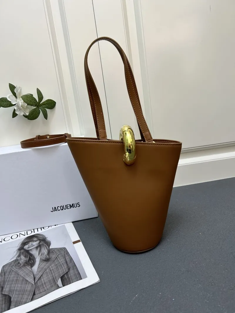 Jacquemus Brown Leather Bucket Bag - Image 3