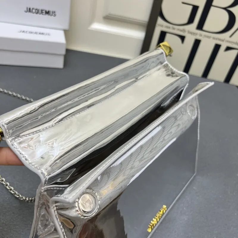 Jacquemus Silver Metallic Chain Clutch Bag - Image 3