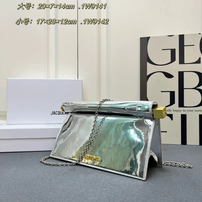 Jacquemus Silver Metallic Chain Clutch Bag - Image 6