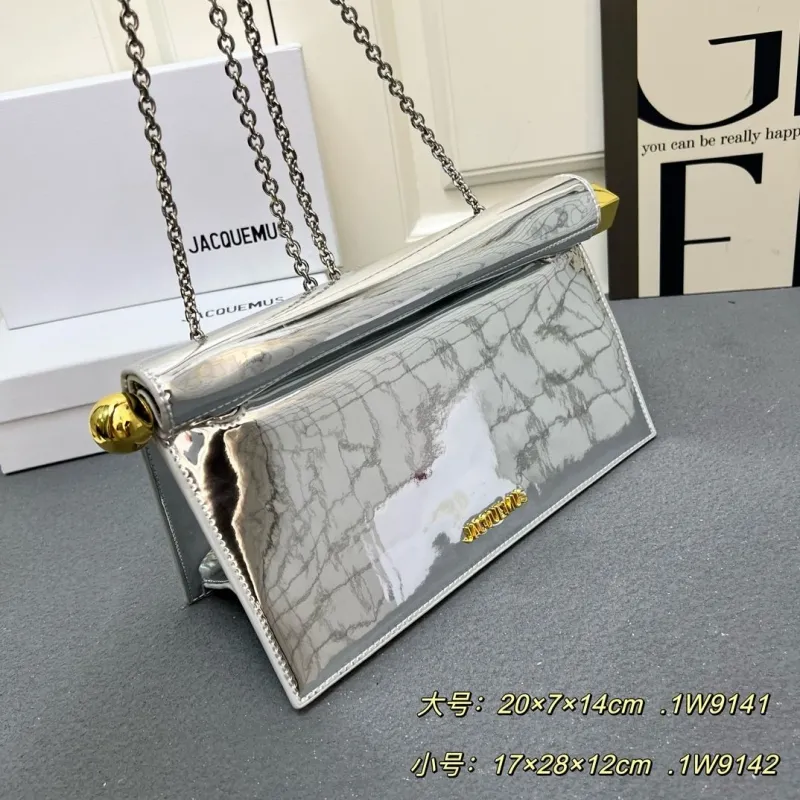 Jacquemus Silver Metallic Chain Clutch Bag - Image 7