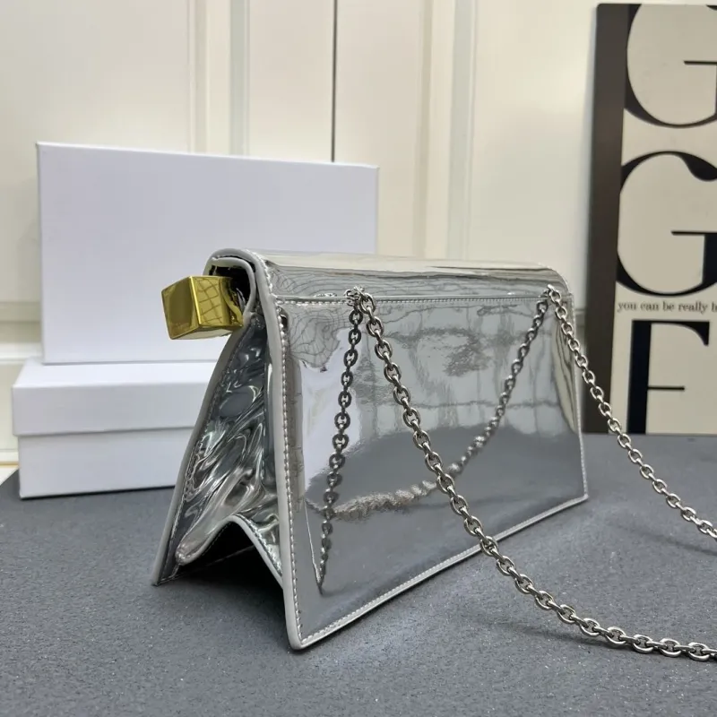 Jacquemus Silver Metallic Chain Clutch Bag - Image 9