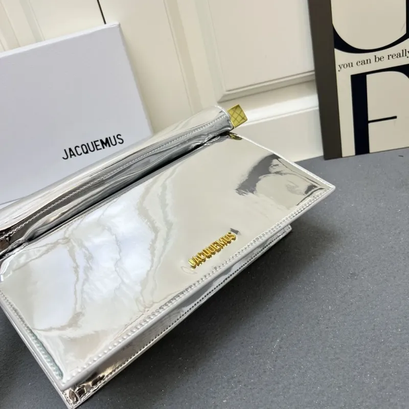 Jacquemus Silver Metallic Chain Clutch Bag - Image 10