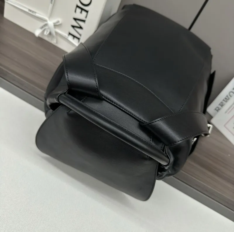 LOEWE Black Leather Drawstring Backpack - Image 6