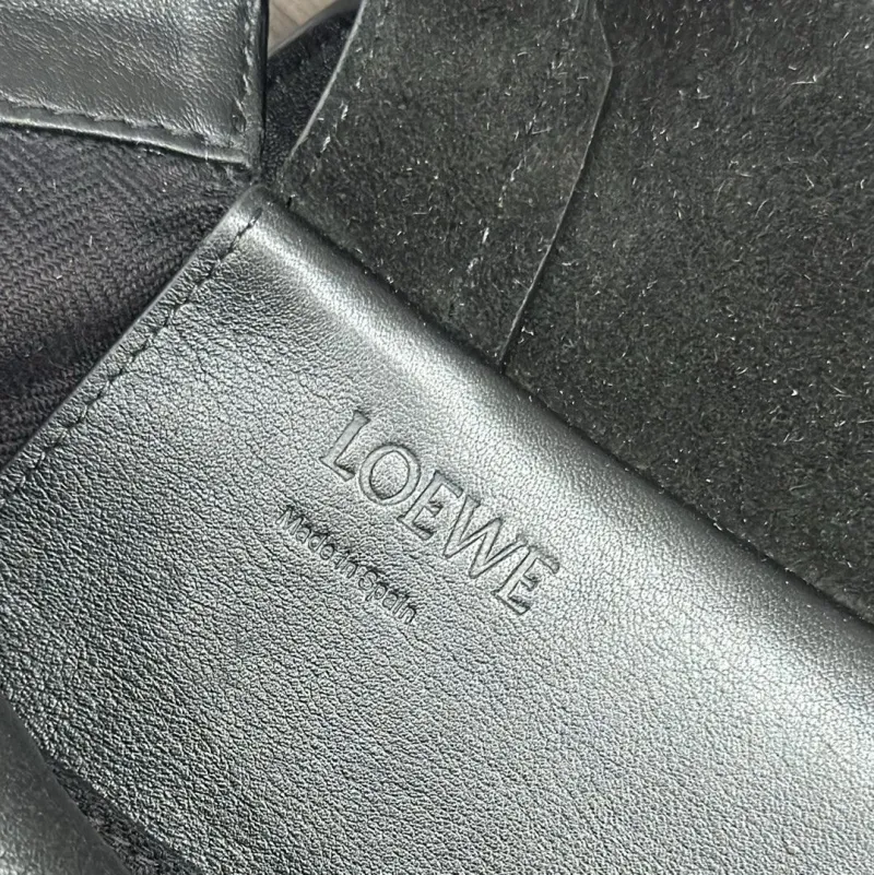 LOEWE Black Leather Drawstring Backpack - Image 9