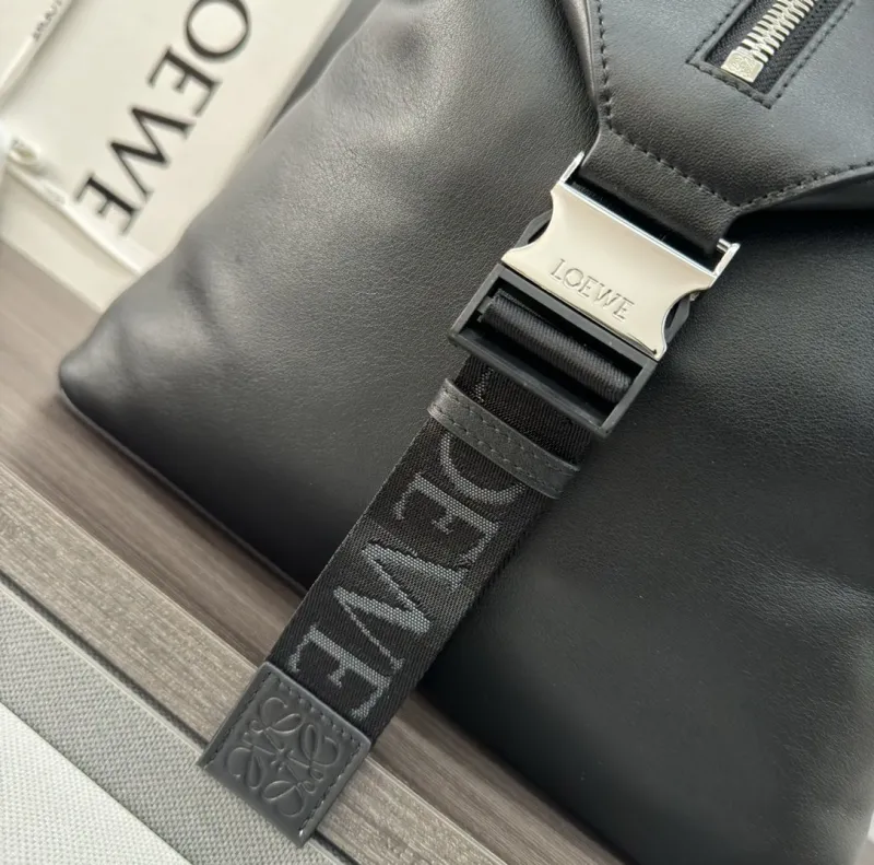 LOEWE Designer Black Leather Backpack - Image 4