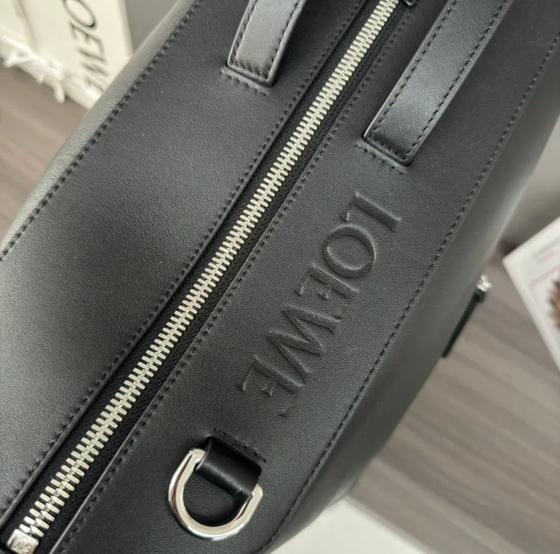 LOEWE Designer Black Leather Backpack - Image 6
