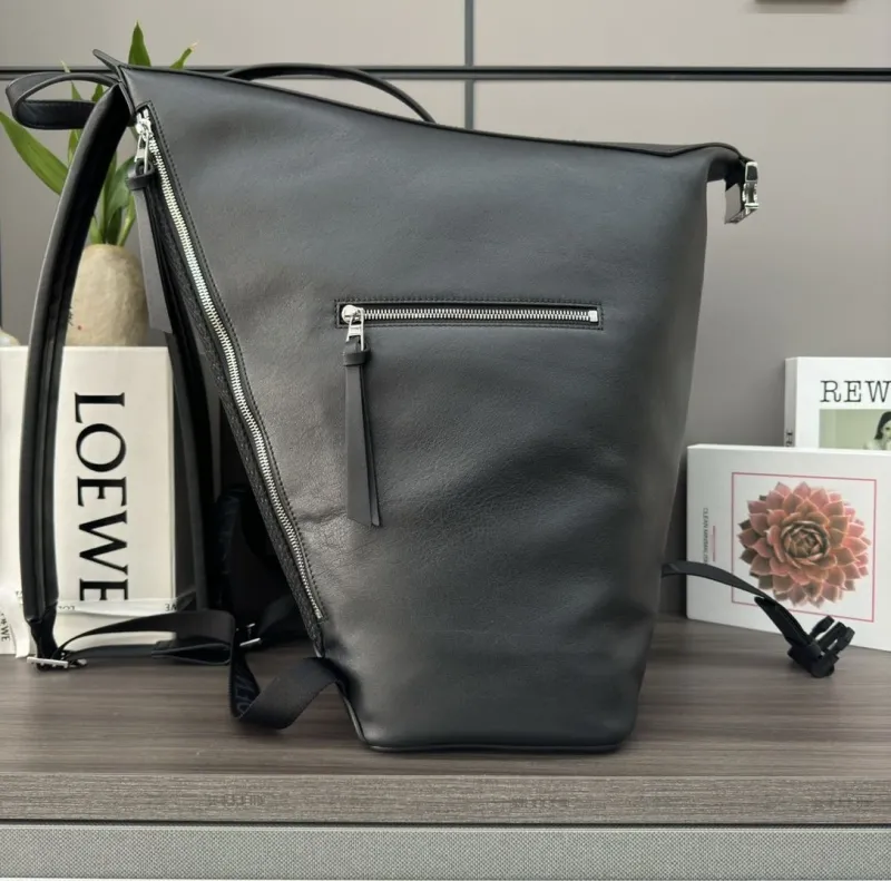 LOEWE Designer Black Leather Backpack - Image 7