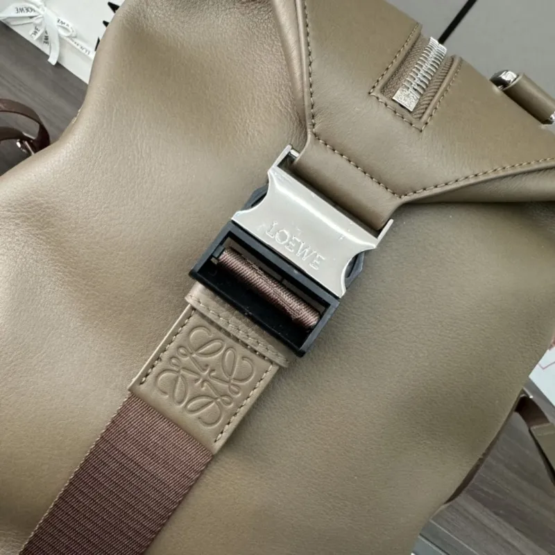 LOEWE Taupe Leather Casual Backpack - Image 4