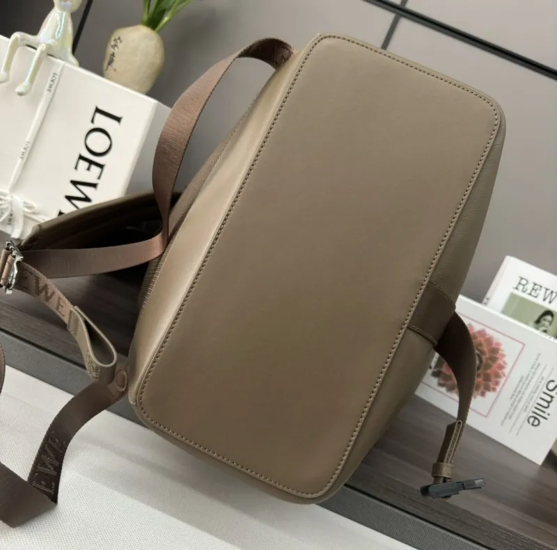 LOEWE Taupe Leather Casual Backpack - Image 5