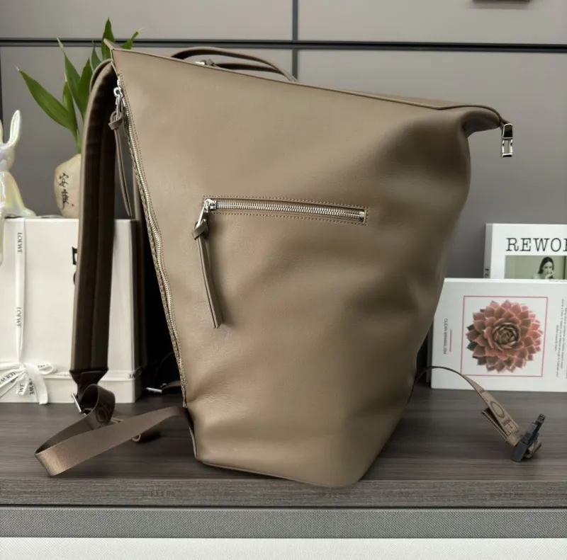 LOEWE Taupe Leather Casual Backpack - Image 7