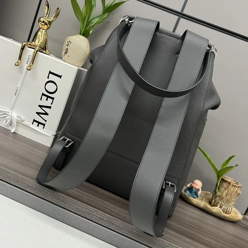LOEWE Dark Gray Leather Backpack - Image 3