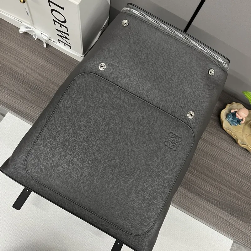 LOEWE Dark Gray Leather Backpack - Image 6