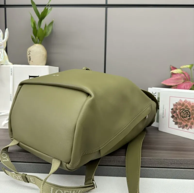 LOEWE Olive Green Leather Backpack - Image 4