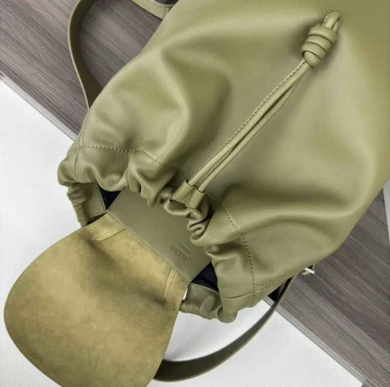 LOEWE Olive Green Leather Backpack - Image 7