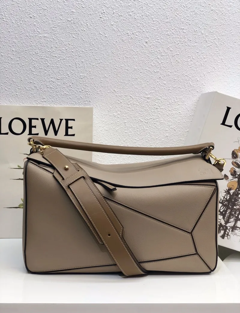 LOEWE Large Puzzle Shoulder Bag Taupe