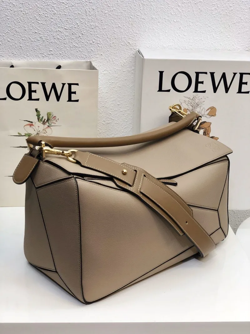 Alternative view of LOEWE Large Puzzle Shoulder Bag Taupe