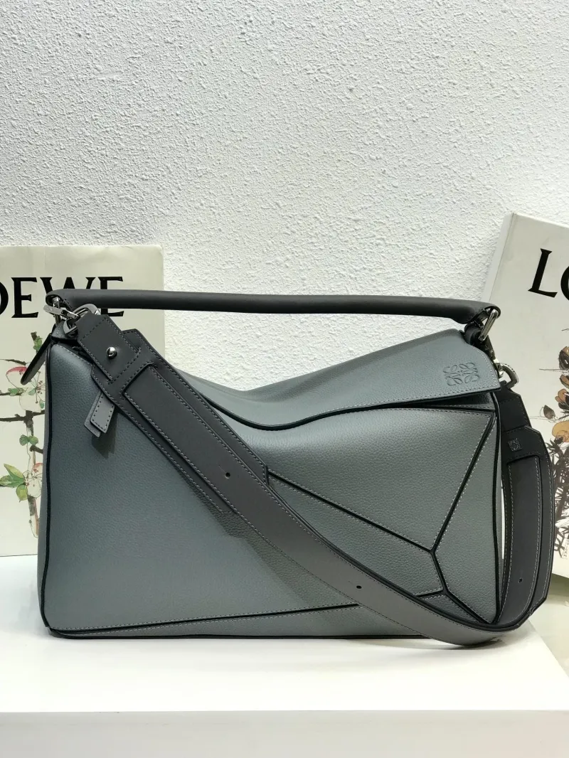 Loewe Gray Leather Puzzle Shoulder Bag