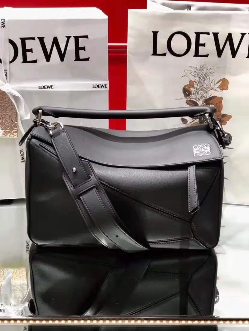 LOEWE Black Leather Puzzle Handbag