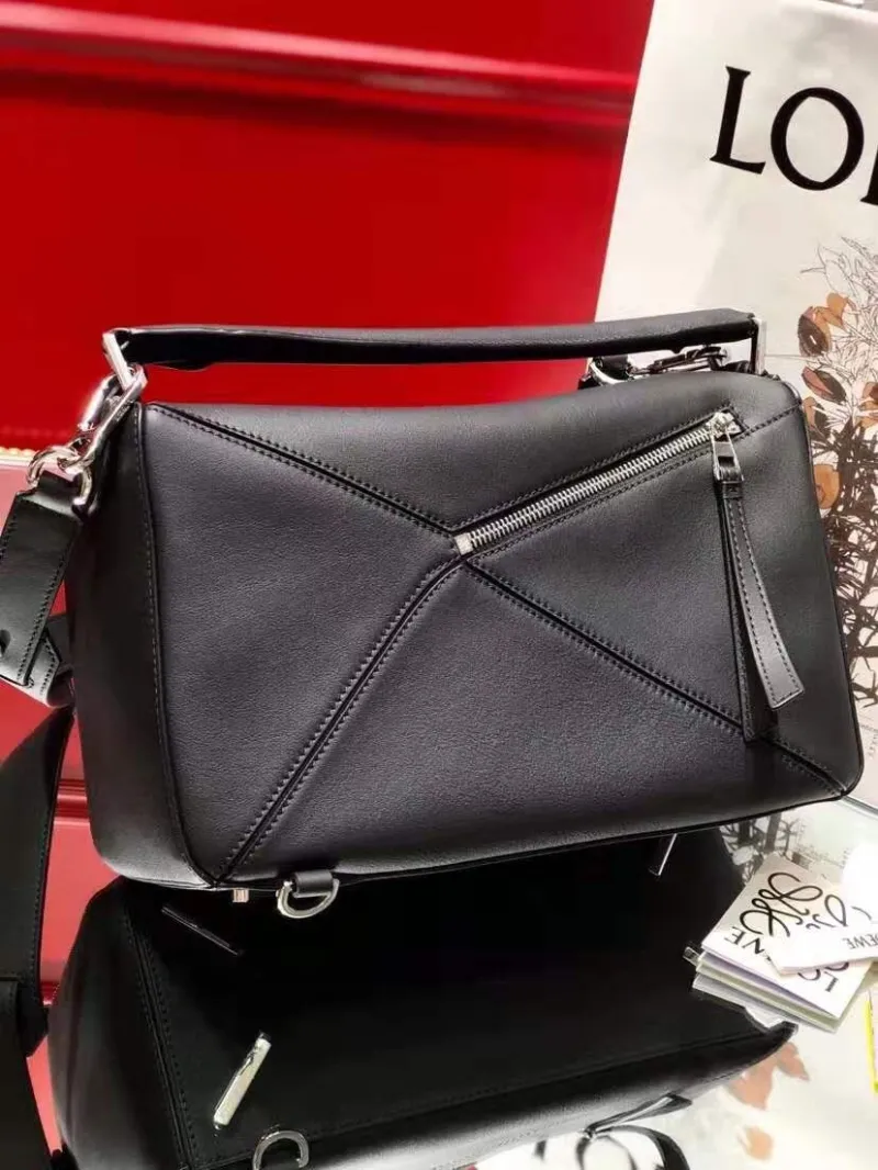 LOEWE Black Leather Puzzle Handbag - Image 3