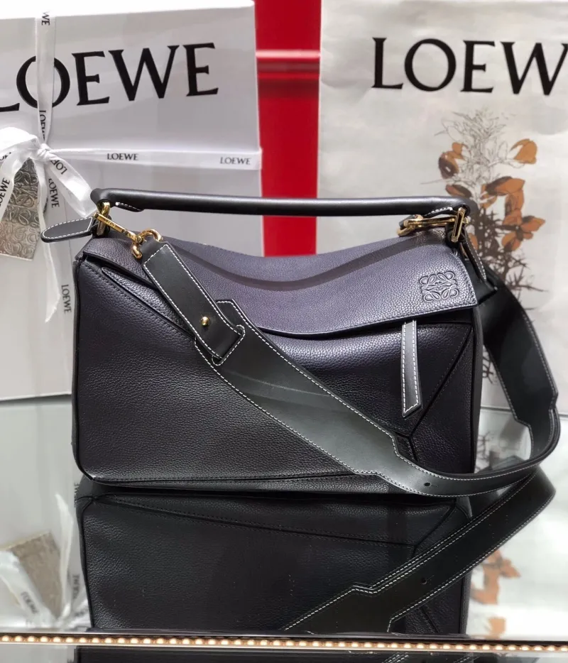 LOEWE Black Puzzle Leather Shoulder Bag