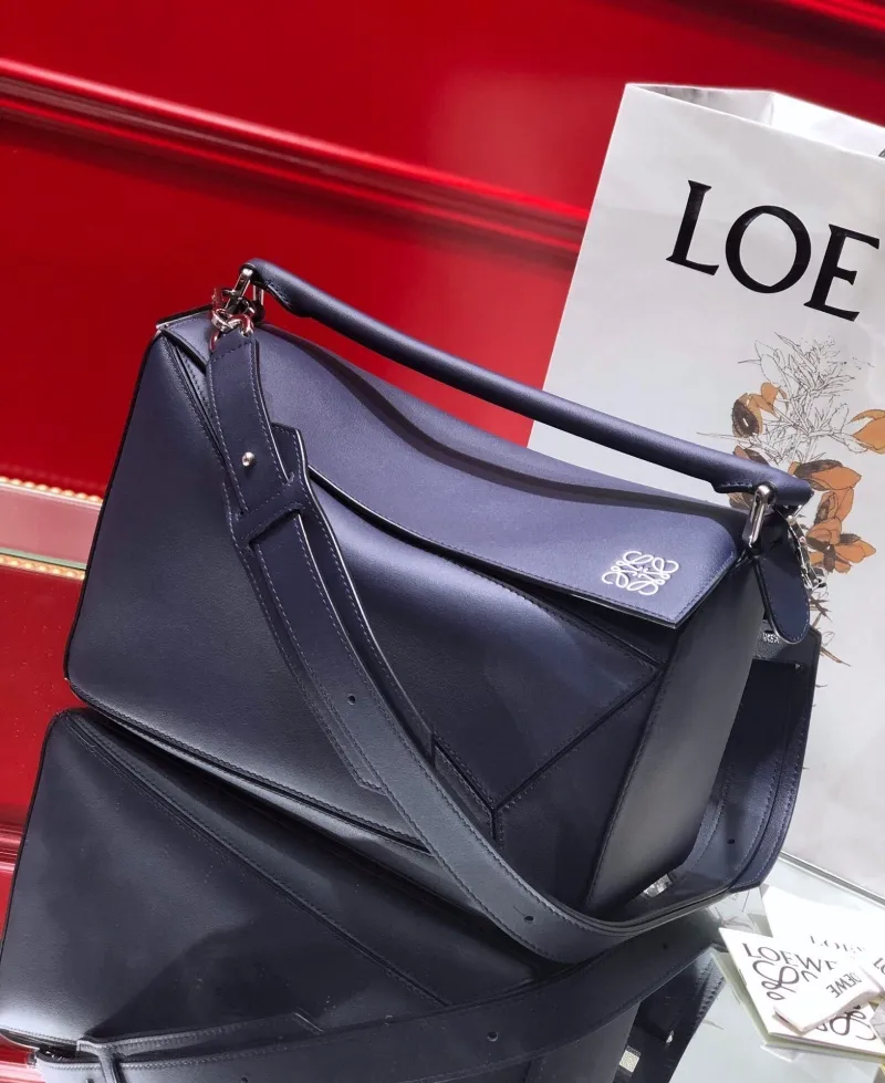 Alternative view of LOEWE Navy Blue Leather Puzzle Shoulder Bag