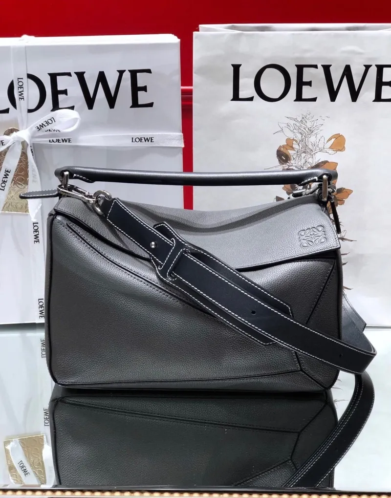 LOEWE Gray Leather Shoulder Bag