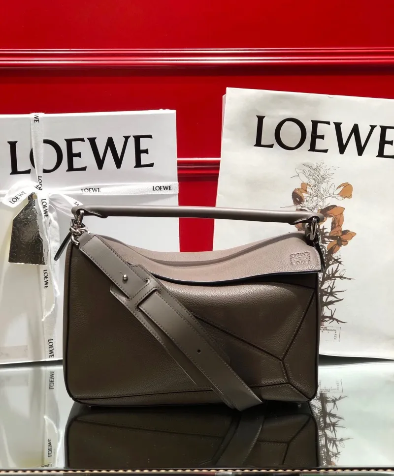 LOEWE Taupe Leather Puzzle Shoulder Bag
