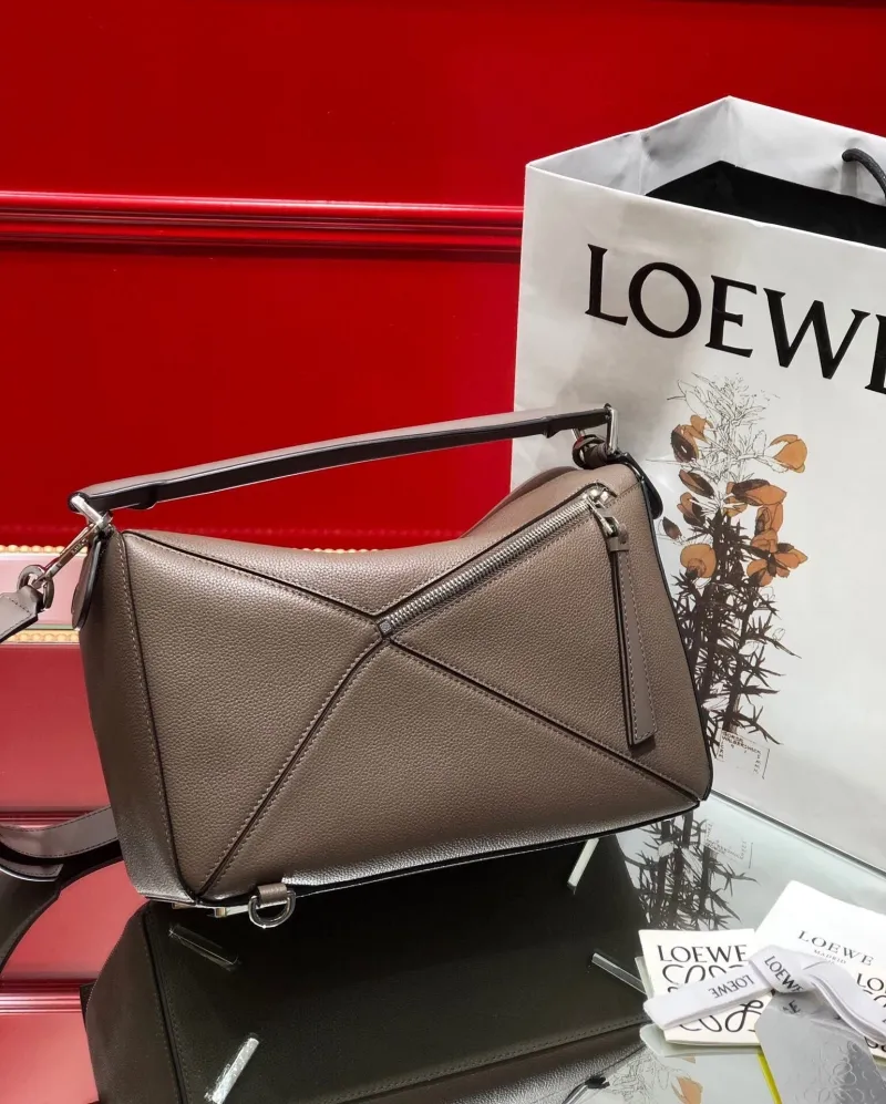 LOEWE Taupe Leather Puzzle Shoulder Bag - Image 3