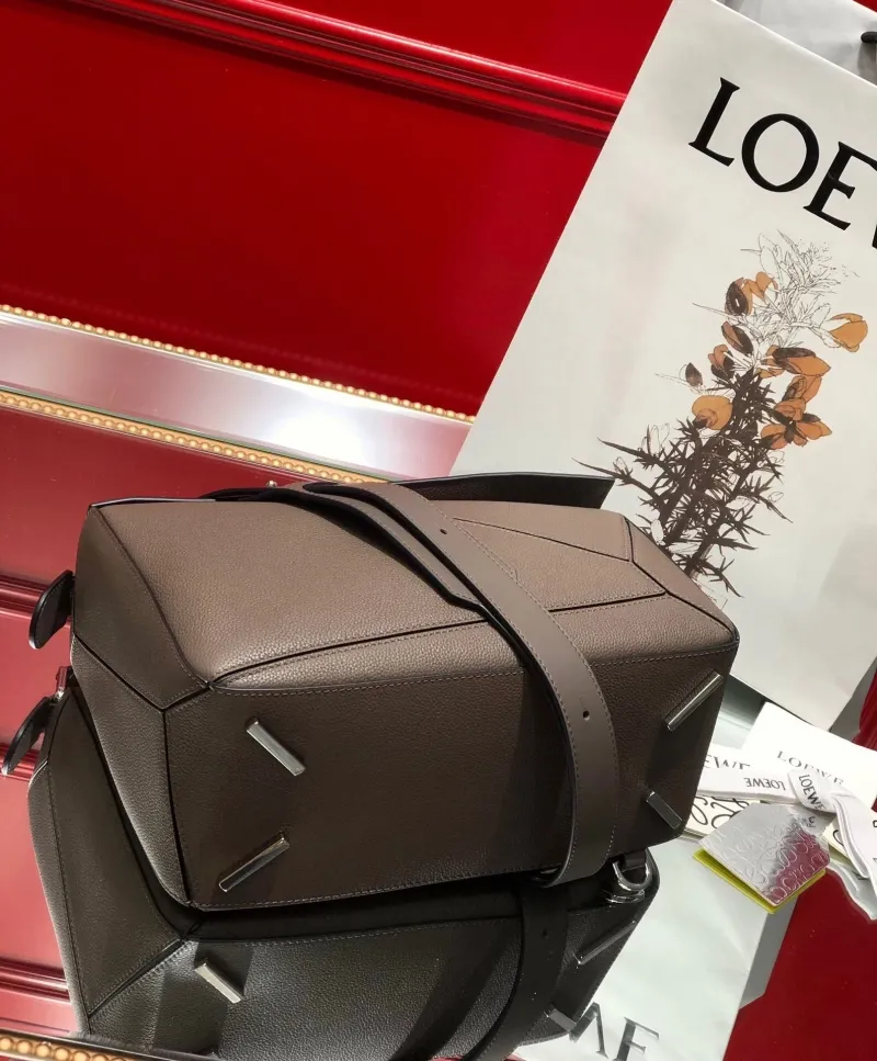 LOEWE Taupe Leather Puzzle Shoulder Bag - Image 8