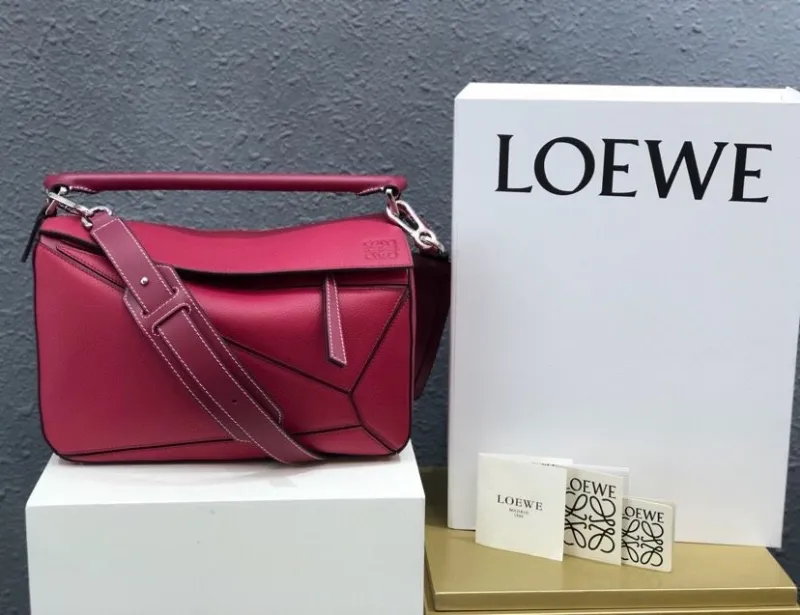 LOEWE Puzzle Red Leather Handbag