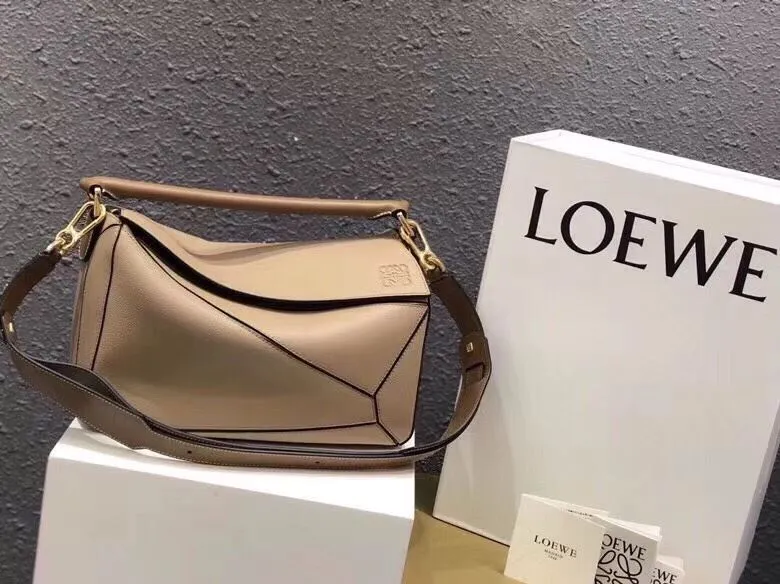 LOEWE Beige Puzzle Leather Handbag