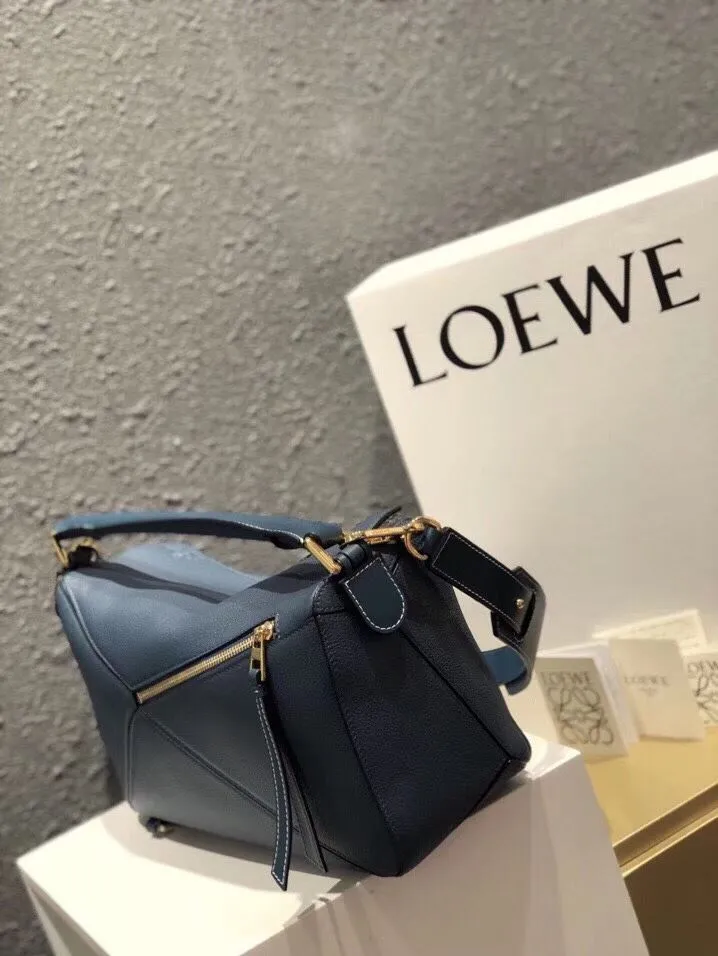 LOEWE Dark Blue Leather Shoulder Handbag - Image 3