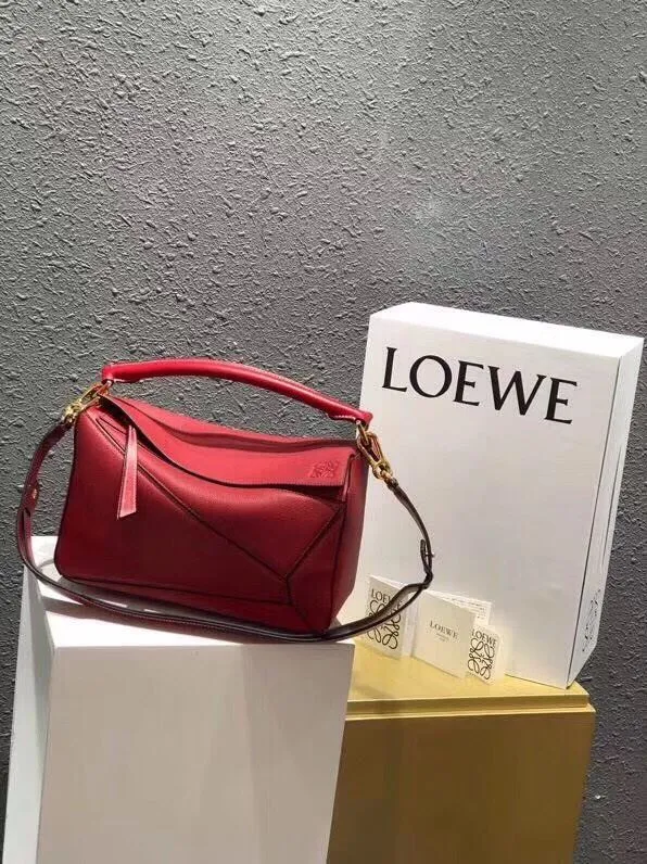 LOEWE Red Leather Puzzle Shoulder Handbag