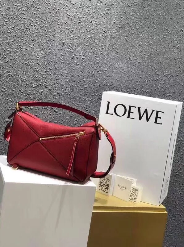 LOEWE Red Leather Puzzle Shoulder Handbag - Image 3