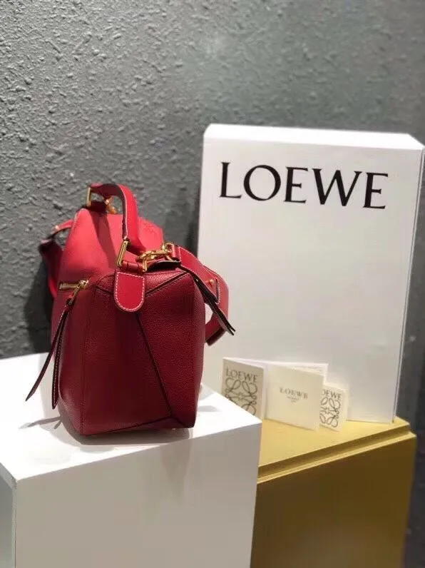 LOEWE Red Leather Puzzle Shoulder Handbag - Image 4