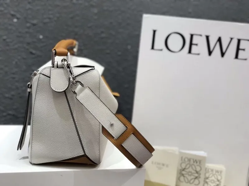 Alternative view of LOEWE White Tan Puzzle Leather Shoulder Bag
