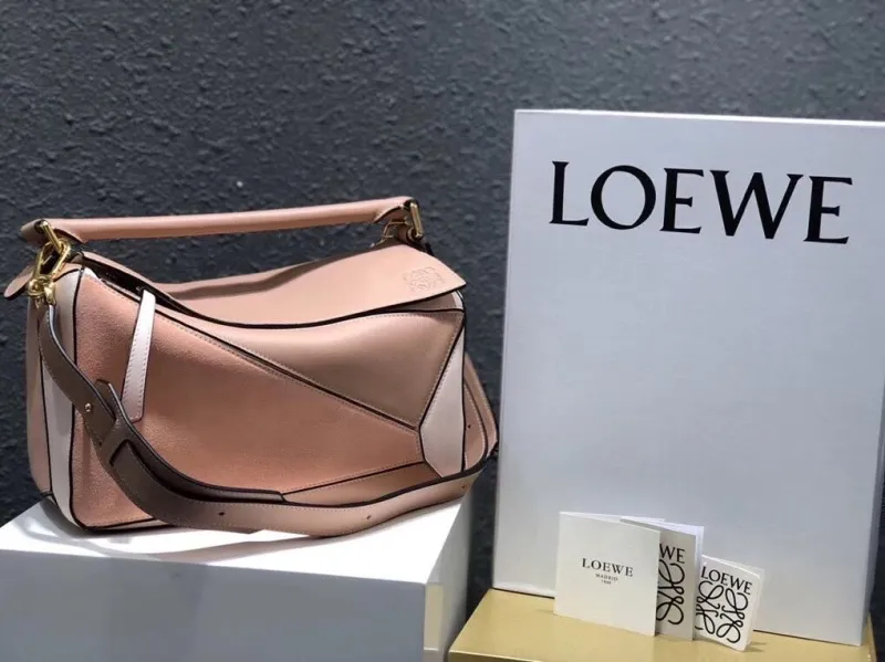 LOEWE Pink Leather Puzzle Handbag