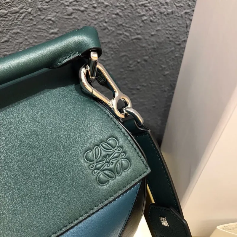 LOEWE Puzzle Leather Handbag Dark Green Blue SKU 50 - Image 5