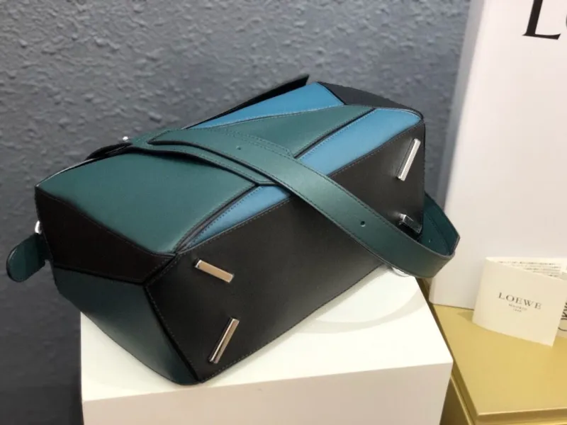 LOEWE Puzzle Leather Handbag Dark Green Blue SKU 50 - Image 7