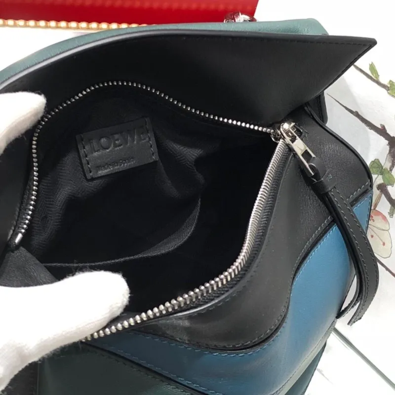 LOEWE Puzzle Leather Handbag Dark Green Blue SKU 50 - Image 8