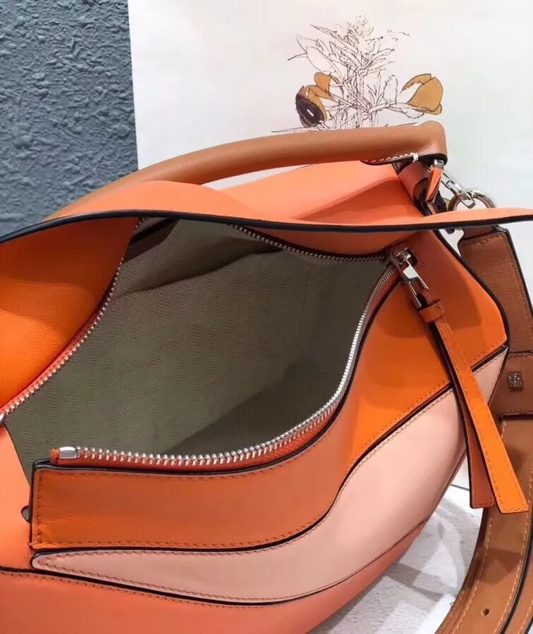 LOEWE Orange Puzzle Leather Shoulder Bag - Image 7