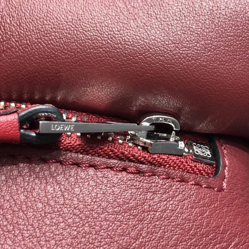 LOEWE Puzzle Two-Tone Burgundy Cream Leather Handbag - Image 7