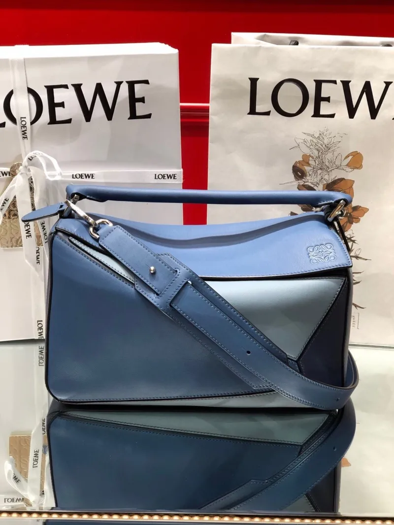 LOEWE Blue Leather Puzzle Shoulder Bag