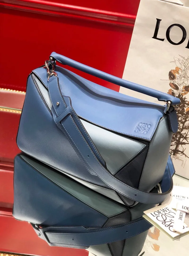 Alternative view of LOEWE Blue Leather Puzzle Shoulder Bag