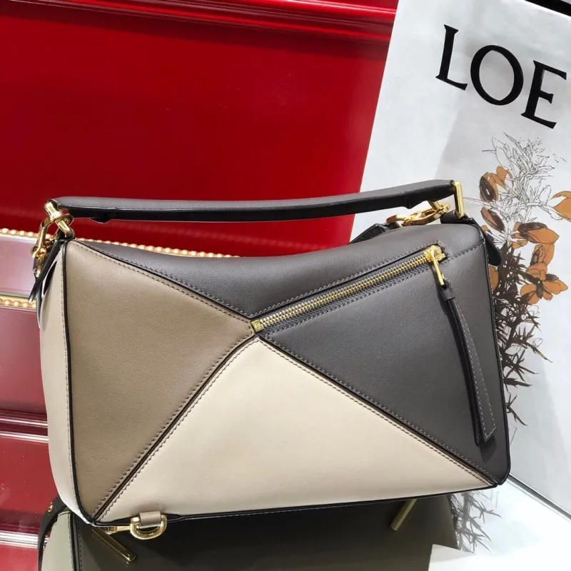 Alternative view of LOEWE Two-Tone Gray Beige Puzzle Handbag