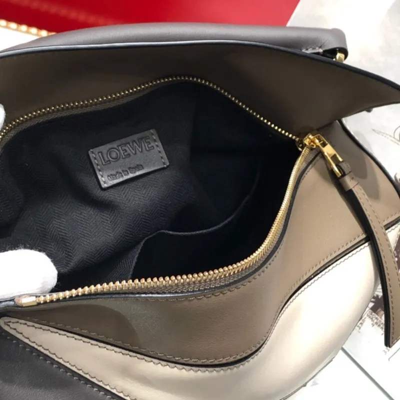 LOEWE Two-Tone Gray Beige Puzzle Handbag - Image 9