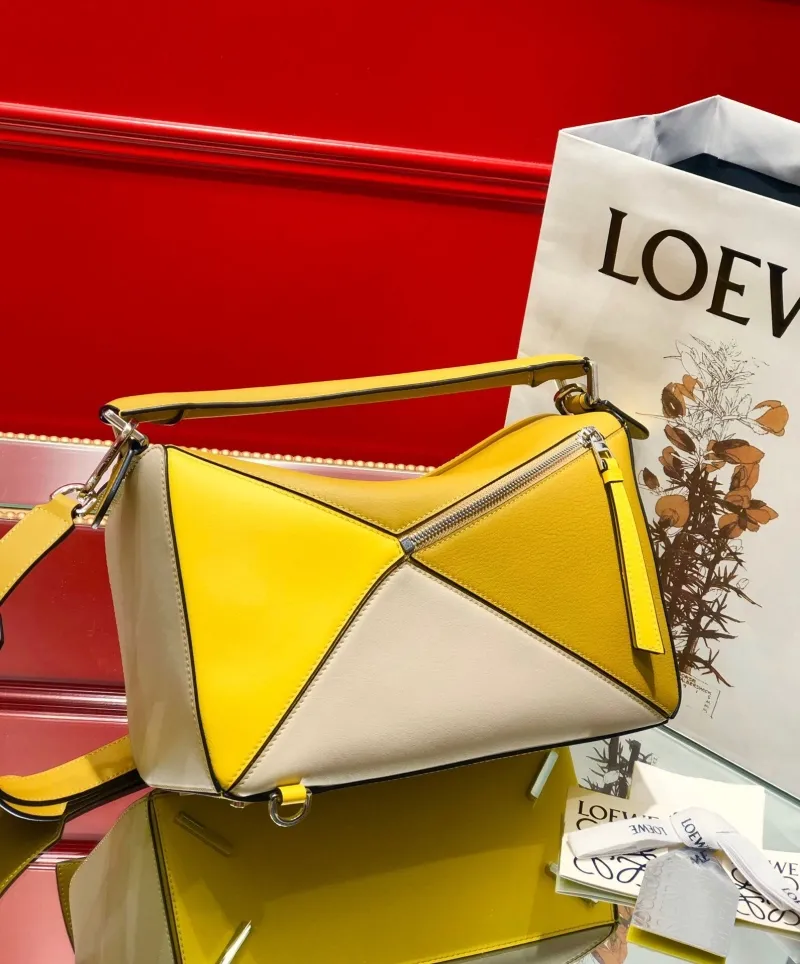 Alternative view of LOEWE Yellow Beige Puzzle Leather Handbag
