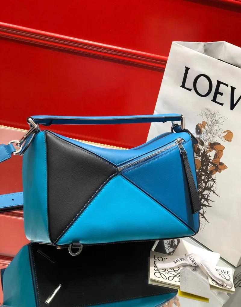 Alternative view of LOEWE Blue Black Geometric Leather Shoulder Handbag